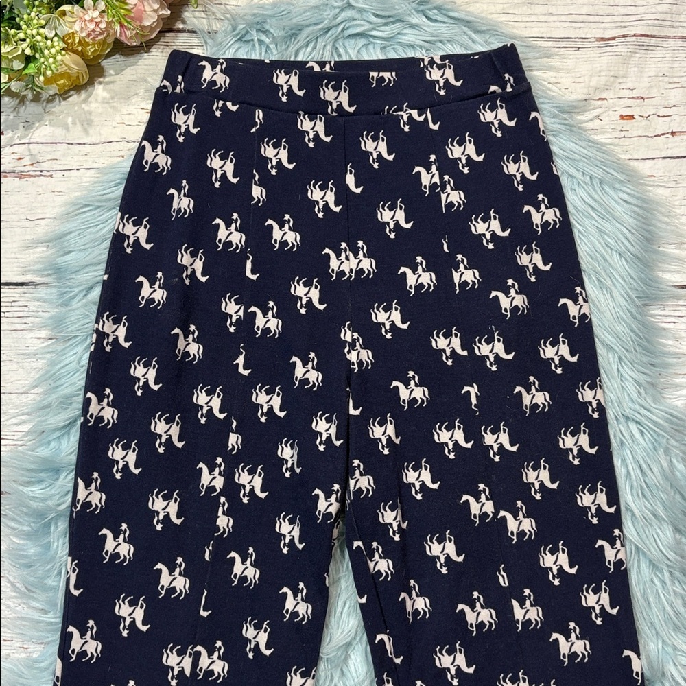 Anthropologie Navy Pants with White Horse Motif — Boot Cut - Picture 3 of 9